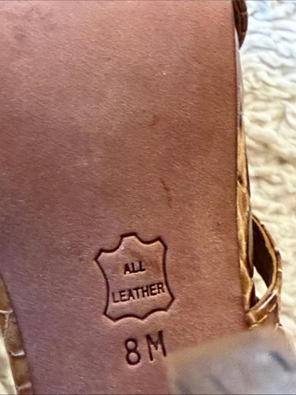 Tory Burch Cognac Croc-Embossed Strappy Heels size 8M